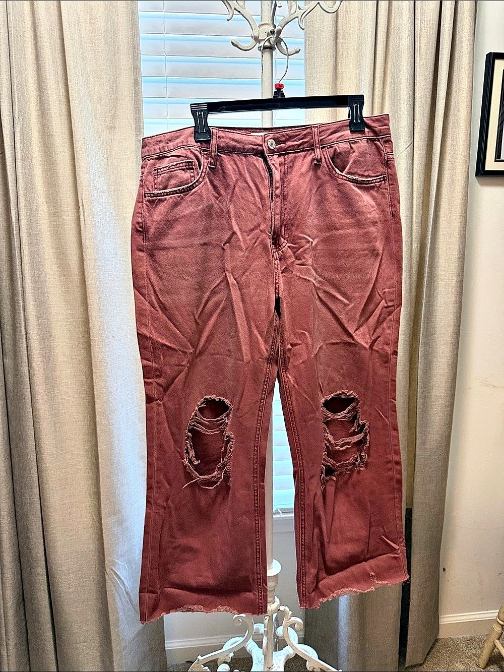 Vervet V2736RU Distressed Straight Leg Jeans Pink Waist 31